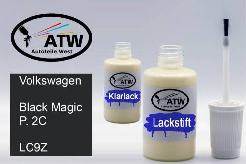 Volkswagen, Black Magic P. 2C, LC9Z: 20ml Lackstift + 20ml Klarlack - Set, von ATW Autoteile West.